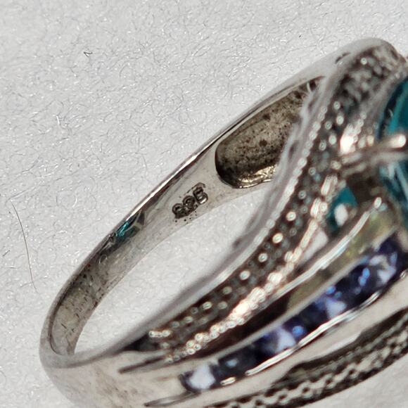 925 Silver Blue Topaz Size 9 Ring - Picture 6 of 6